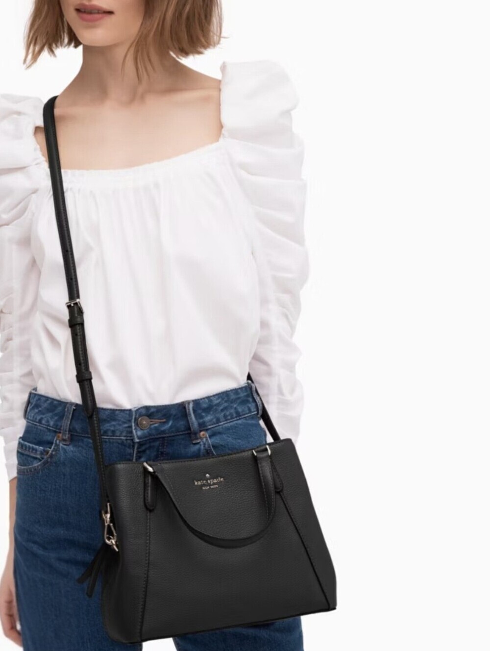 ​NWT Kate Spade Medium Triple Compartment Leather Satchel Black - Picture 4 of 4